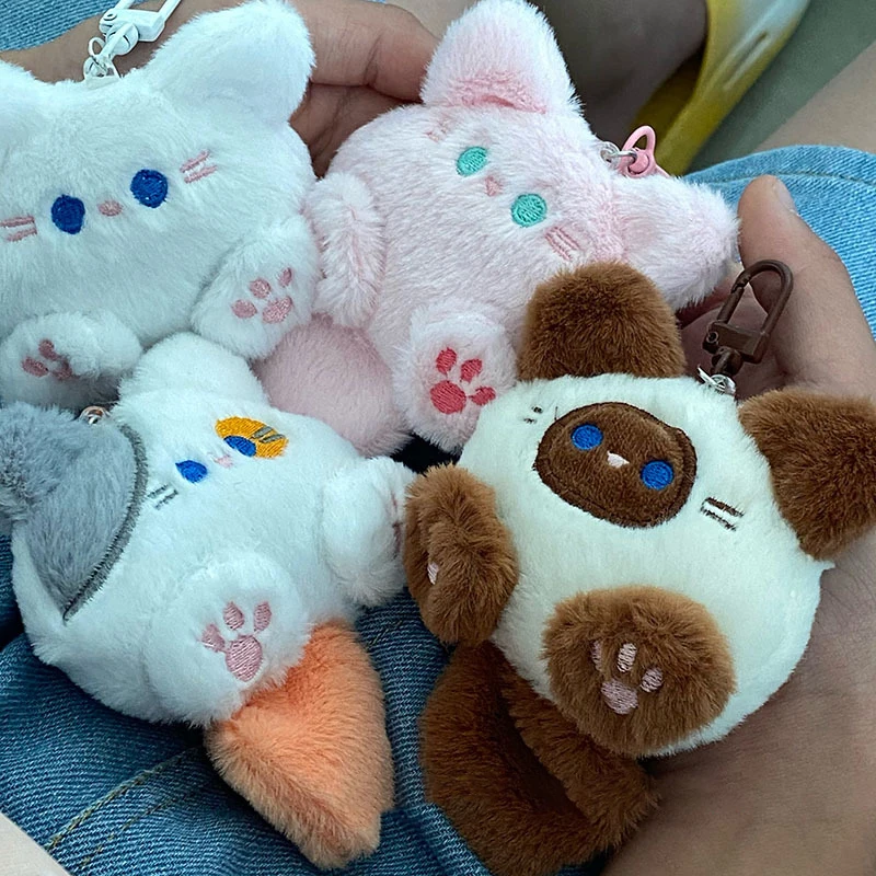 Kawaii Soft Stuffed Animal Little Cat Keychain Plush Bag Car Pendant Keychain DIY Trinket Kids Stuffed Animal Toys