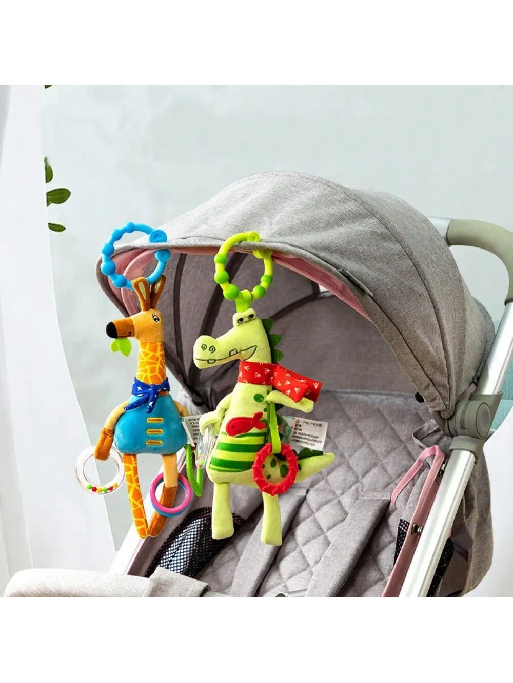 لعبة معلقة على شكل حيوان قطيفة بصوت حاد ، غابة ، عربة أطفال #3