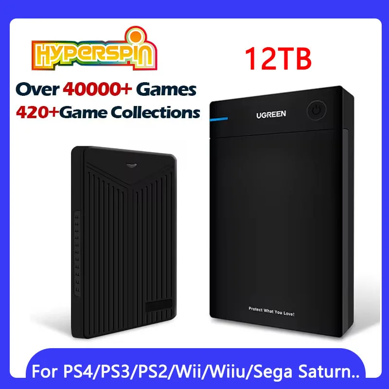 Hyperspin HDD With 40000+ Retro Games For PS4/PS3/PS2/Wii/Wiiu/SS/Game Cube/N64 Portable Game Hard Drive Disk For Win 7/8/10/11