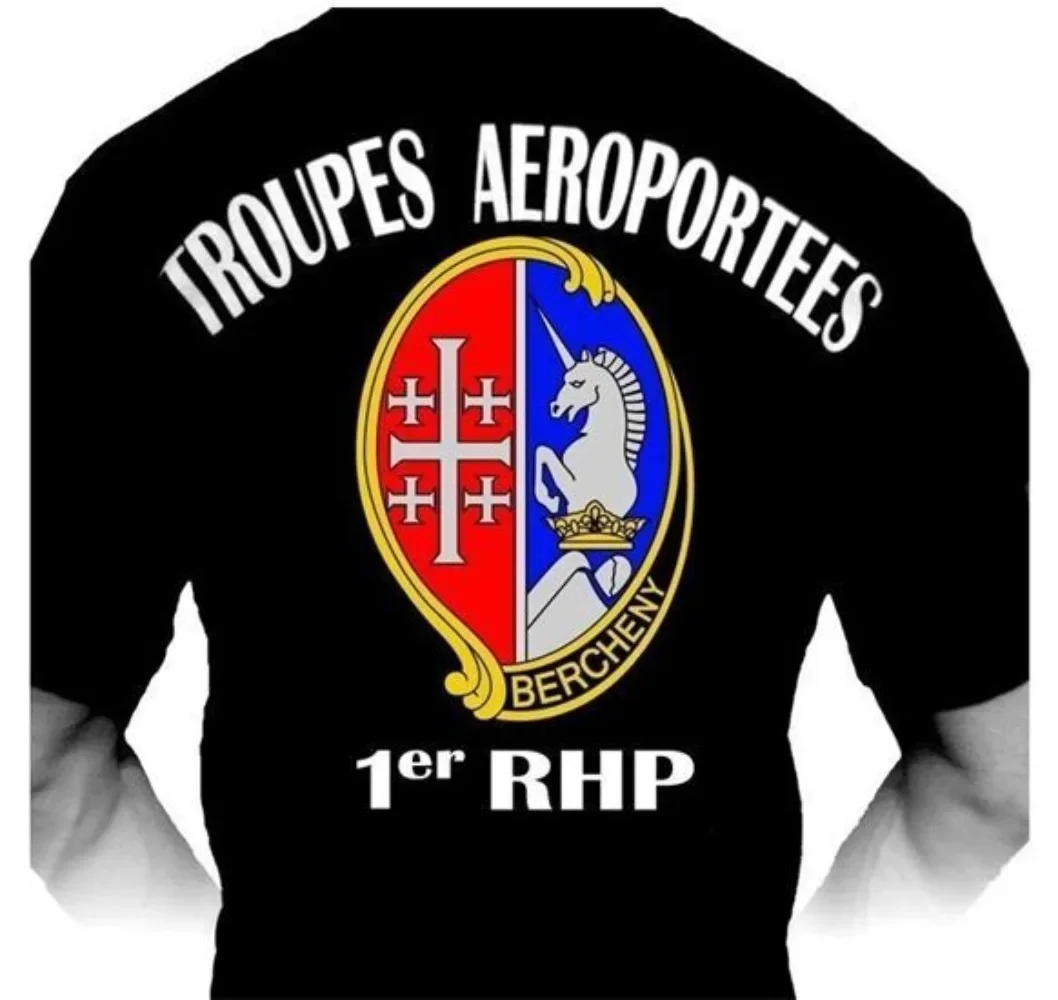 French 1er RHP, Régiment Hussard Parachutiste, TAP Men T-Shirt Short Sleeve Casual 100% Cotton Shirts