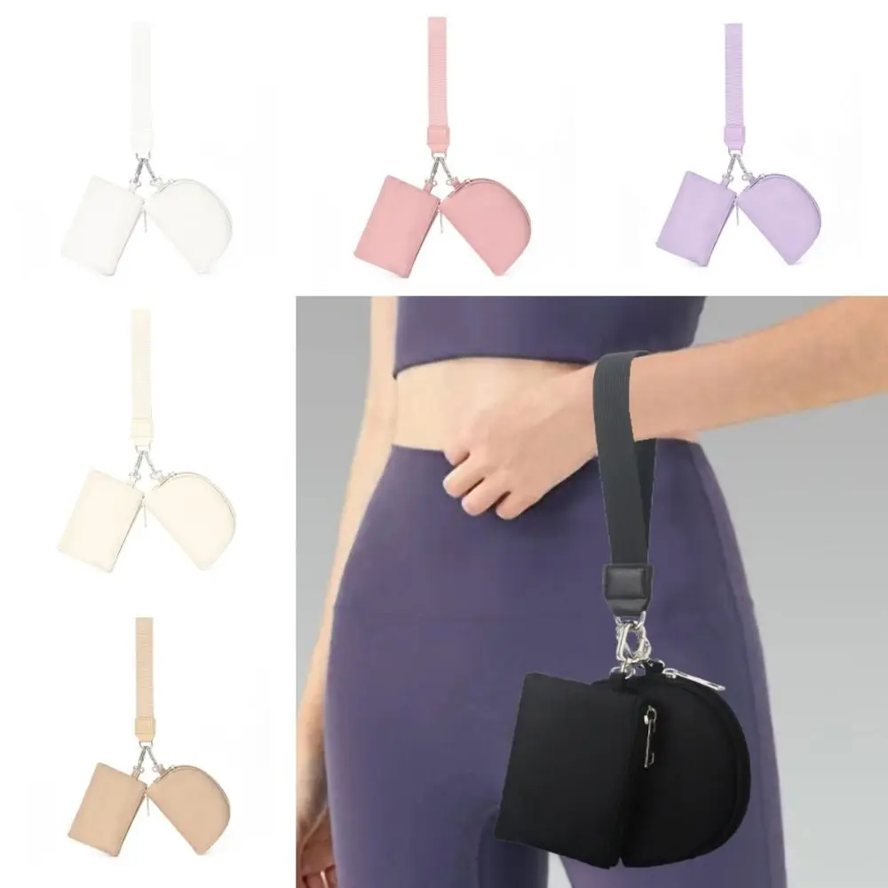 Cute Zipper Around Wristlet Wallet Detachable Small Dual Pouch Wristlet Keychain Purse Mini Coin Pouch for Women Girls