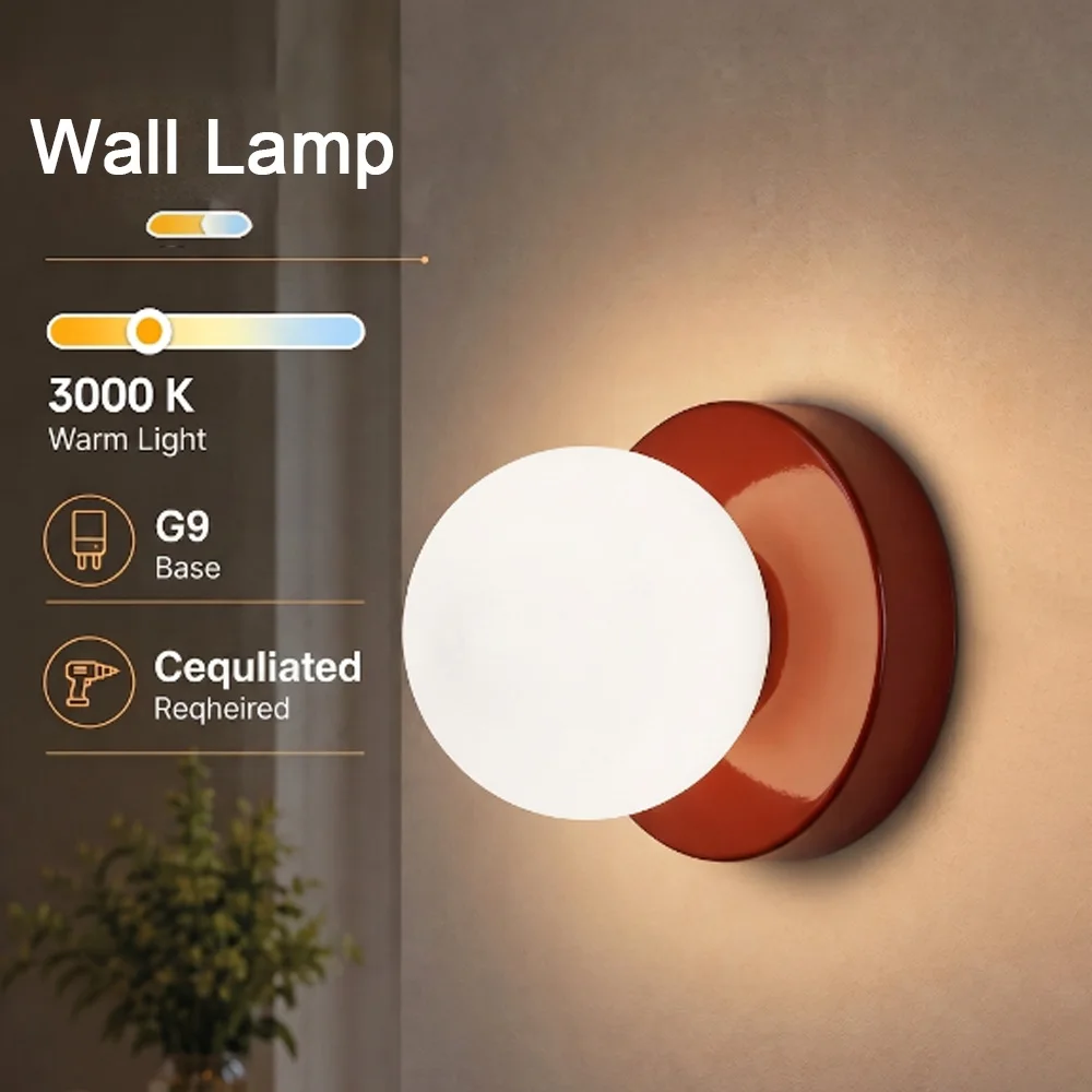 Nordic LED Wall Lamp Mini Glass Globe For Balcony Bedside Bedroom Corridor Washroom Decorative Indoor Lighting Fixtures