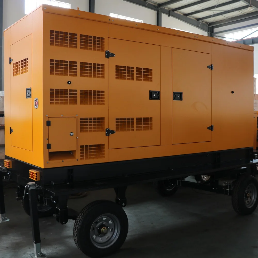 Portable/Towable 48kw 60Kva Trailer Mounted 3 Phase 4 Wire Silent Generator Auto Start 24v DC ATS Emergency Backup Power