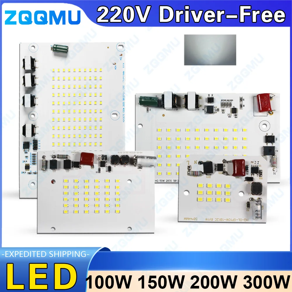 

High Power High PF 100W /150W/200W/300W LED Light Board White Light 6000K AC220V No Need To Drive PCB Board Square Light Board