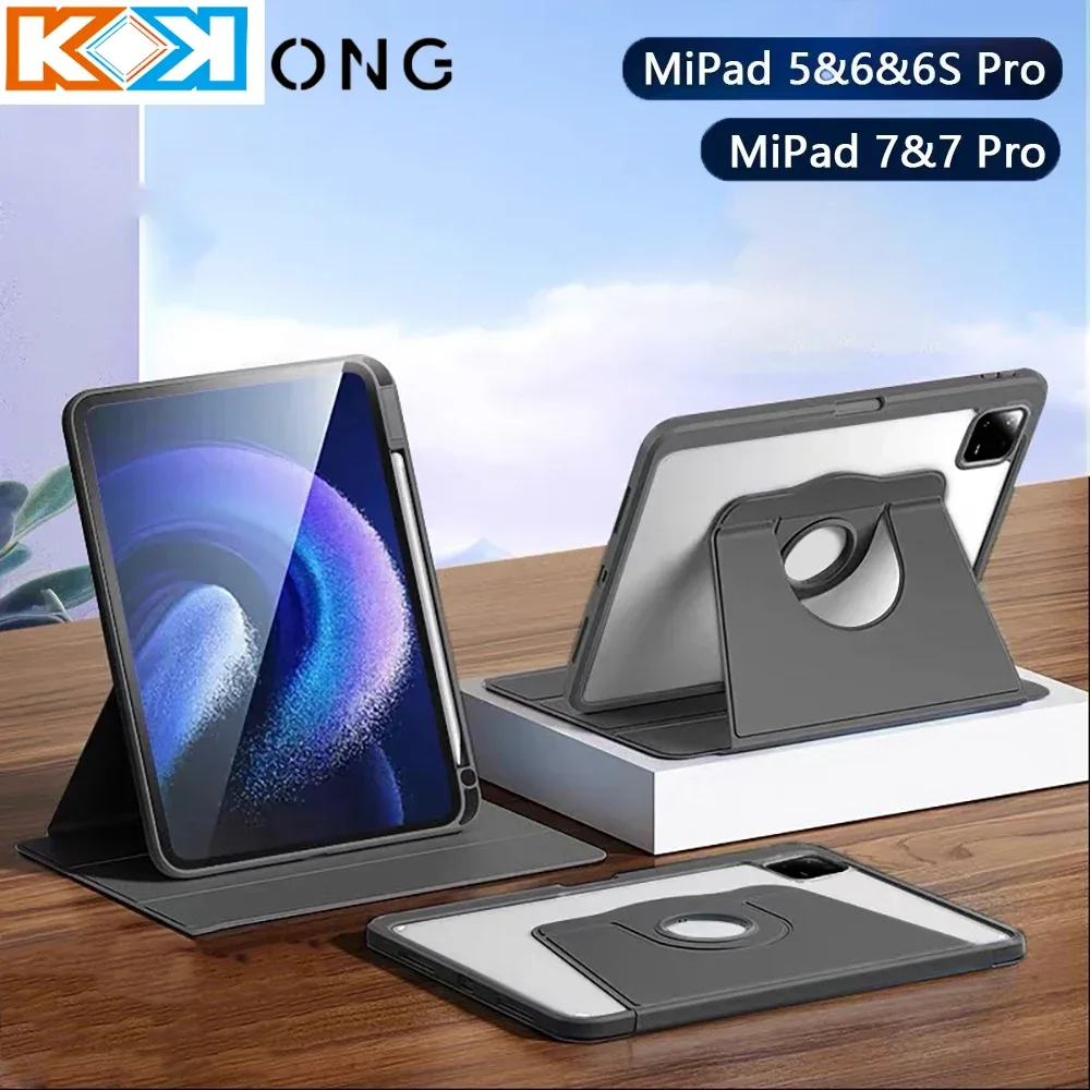 Чехол KOK для Xiaomi Pad 5 6 Pro 11 дюймов 6s Pro 12,4 дюйма Mi Pad 7 7 Pro 11,2 дюйма 360 °   Вращение для Mi Pad 5 6 11 дюймов ТПУ Flip Protective C