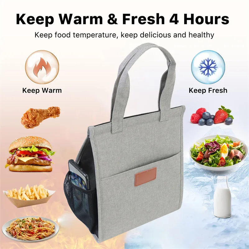 Hand-held lunch bag for work, portable lunch box bag, thickened aluminum film lunch bag, student hand-held lunch bag