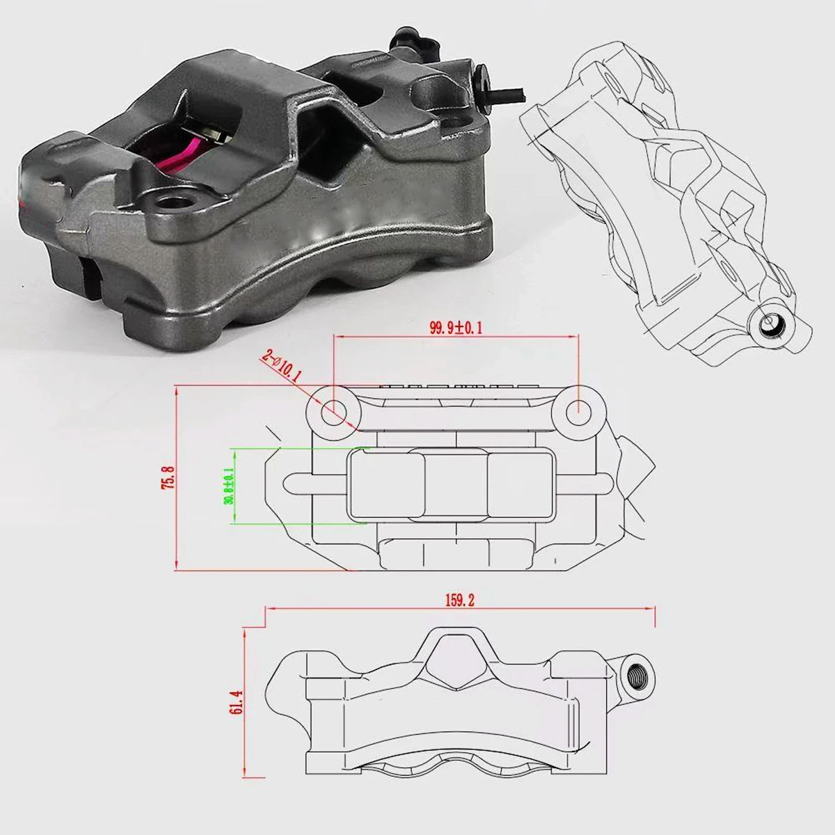 Universal 100mm Waterbird integrated design brake caliper For Yamaha Aerox Nitro motorcycle brake pump RSZ JOG BWS Zuma 50 rr - Image 5