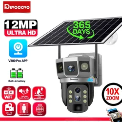 12MP 6K Solar Power 4G IP Camera 10X Zoom CCTV Surveillance Outdoor Waterproof Wireless PTZ Security Camera Built-in Battery 4K