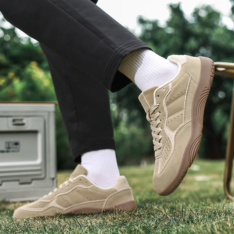 جديد للجنسين بيرفوت واسعة تو أحذية الجلود الاصطناعية الرجال أحذية رياضية في الهواء الطلق الانزلاق على أحذية مشي موضة شقة الرجال حذاء كاجوال #5