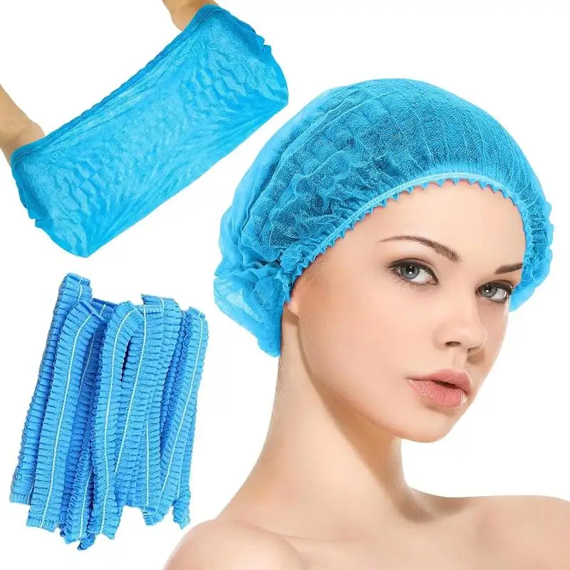 100 PCS Disposable Non Woven Bouffant Caps Breathable Anti Hair Shedding For Restaurants Cafes Kitchens Food Service