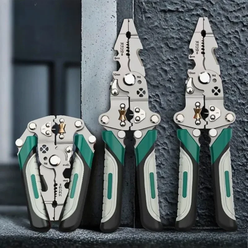 

Electrician Wire Crimper Peeler Pliers Cables Stripping Multifunctional Press Plier Terminal Crimping Gross Side Cutting Tool
