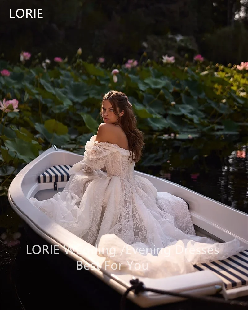 LORIE Lace Appliques Wedding Dresses A-Line Sweetheart Off Shoulder Bridal Gown Lace Up Floor-Length Bride Gowns Customized image 2