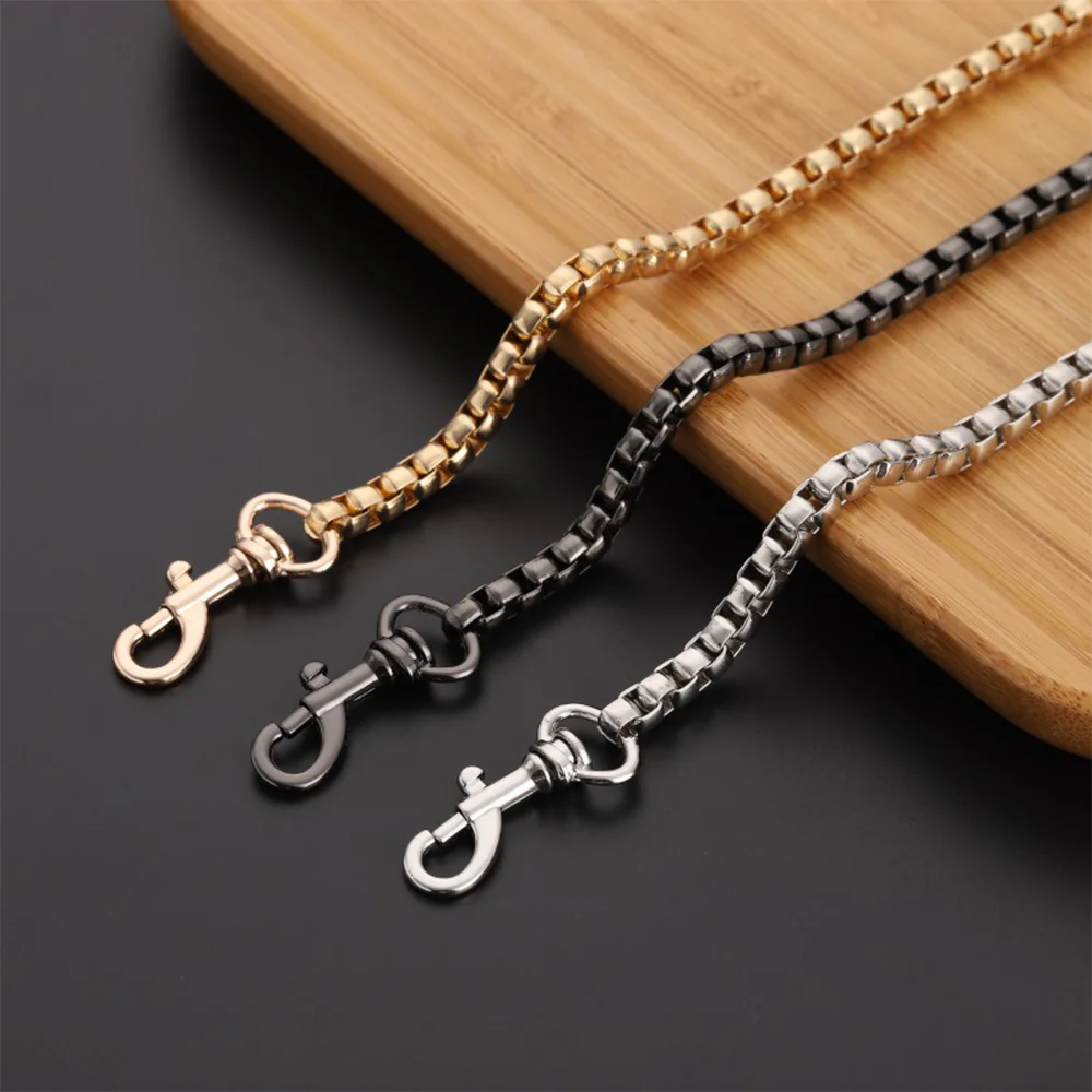 

40-120CM Metal Chain Strap for Bags Handbag Handles DIY Purse Replacement Long Beaded Chain for Shoulder Bag Straps Chain Belt