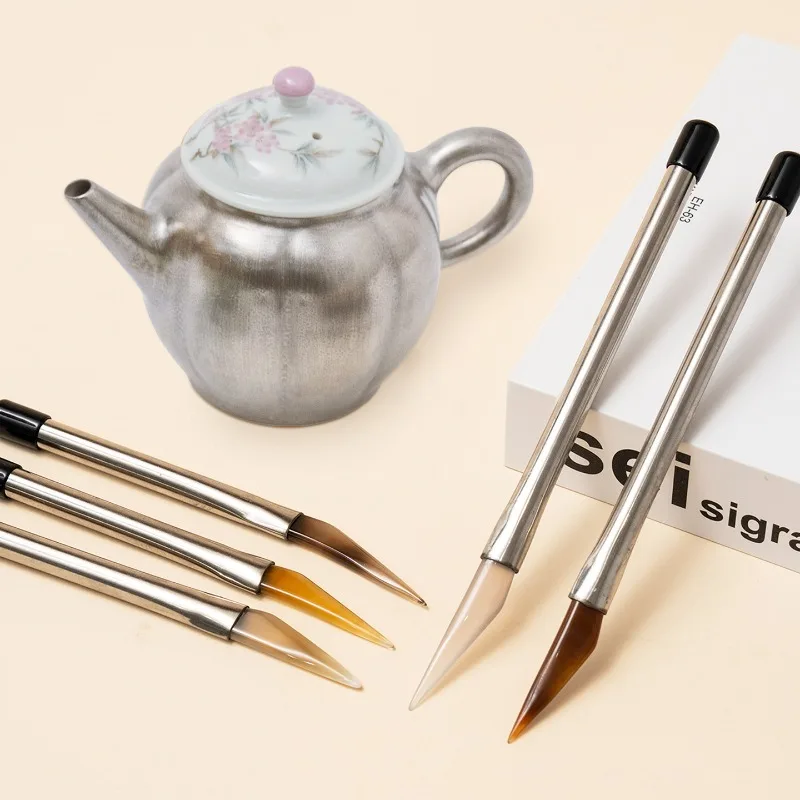 Agate Polishing Tool with Handle Pottery Tool for Fired Ceramic Gold Silver Pigment Jewelry Burnishing and Polishing