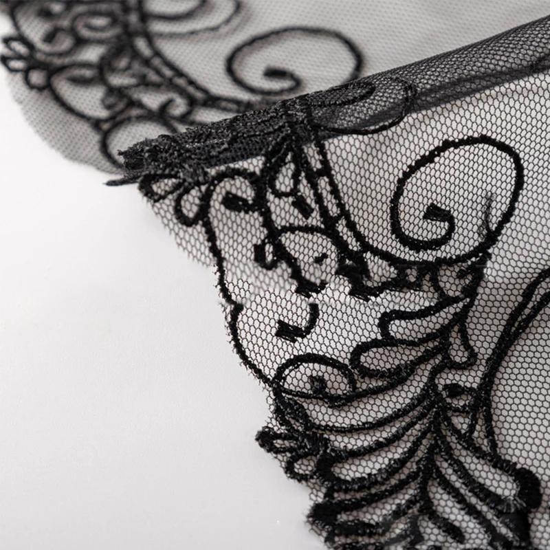 40Yards Bilateral Black Embroidery Lace Trimmings Mesh Lace Fabrics for Sewing Bra Lingerie Clothing