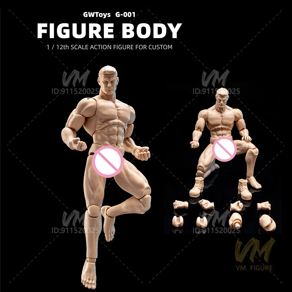 

In Stock GWToys G001 1/12 Male Strong Muscular Body With Head 16cm Super Flexible Soldier Action Figure Articulated Body Doll