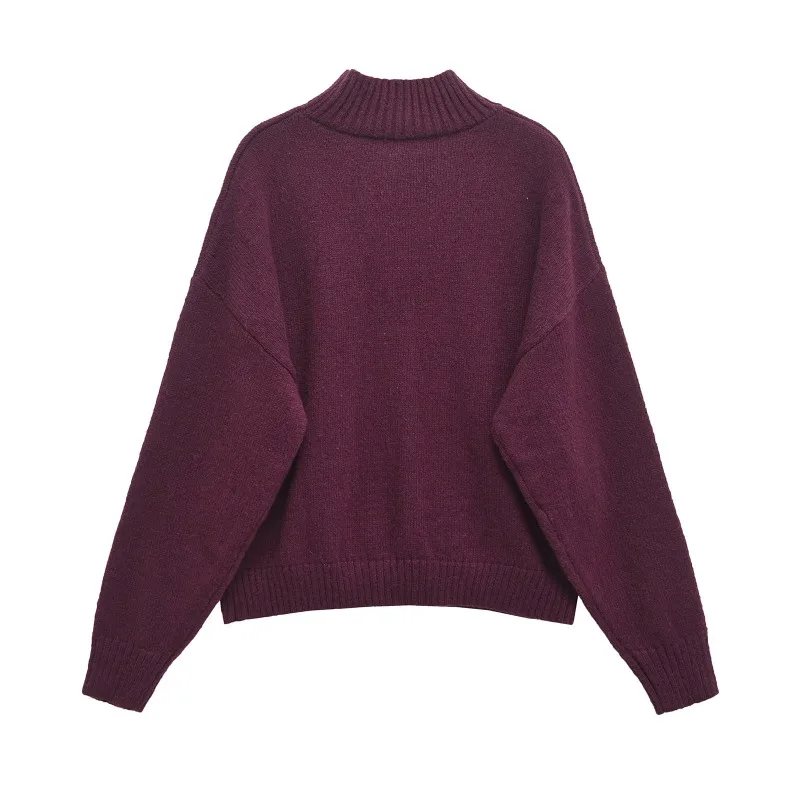 TRAF ZR Cozy Sweaters Women's Autumn Sweater Knitwear Long Sleeve Pullovers Minimalist Woman Jumper Solid O-neck Pullovers