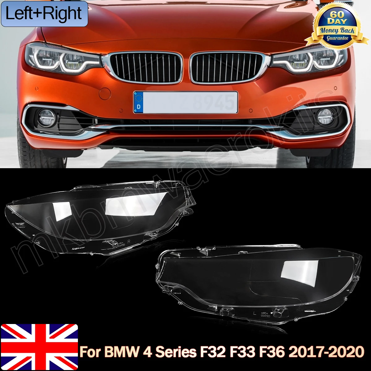 

2x Headlight Headlamp Lens Cover Clear For BMW F32 F33 F36 M4 F82 F83 2018-2020