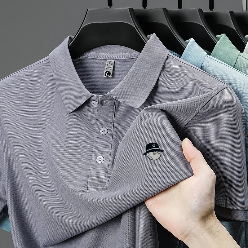 2026 Men's Summer Solid-color Short-sleeved Golf Polo Shirt, Office Breathable T-shirt, Sporty and Casual High-quality Men's Clo