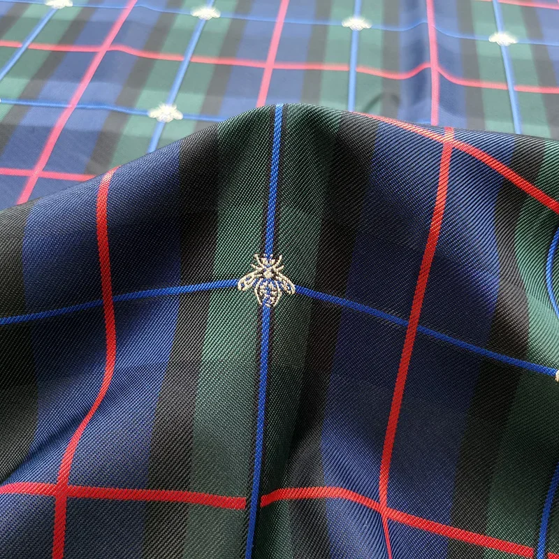 Jacquard Yarn-dyed Fabric Plaid Bee Pattern Dress Suit Shirting Fabrics Brand Fashion Design Diy Sewing Wholesale Cloth by Meter