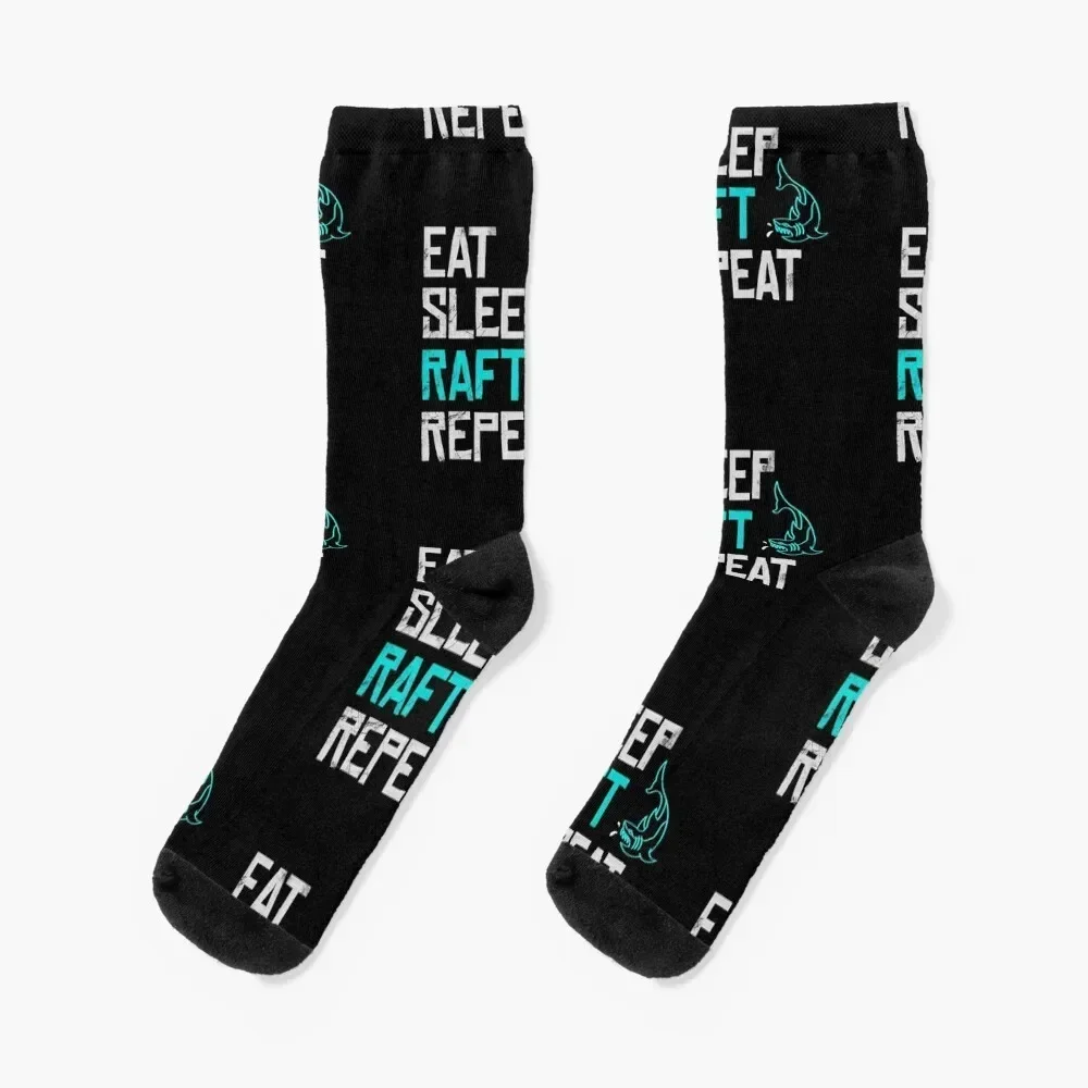 Raft Game Eat Sleep Raft Repeat Funny Shark Attack Socks set soccer anti-slip Socks Male Women's