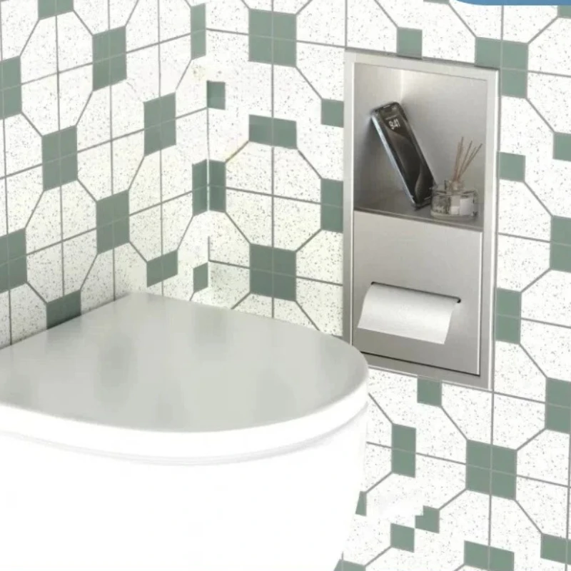 Stainless steel embedded paper drawing niche high-end bathroom tissue storage box