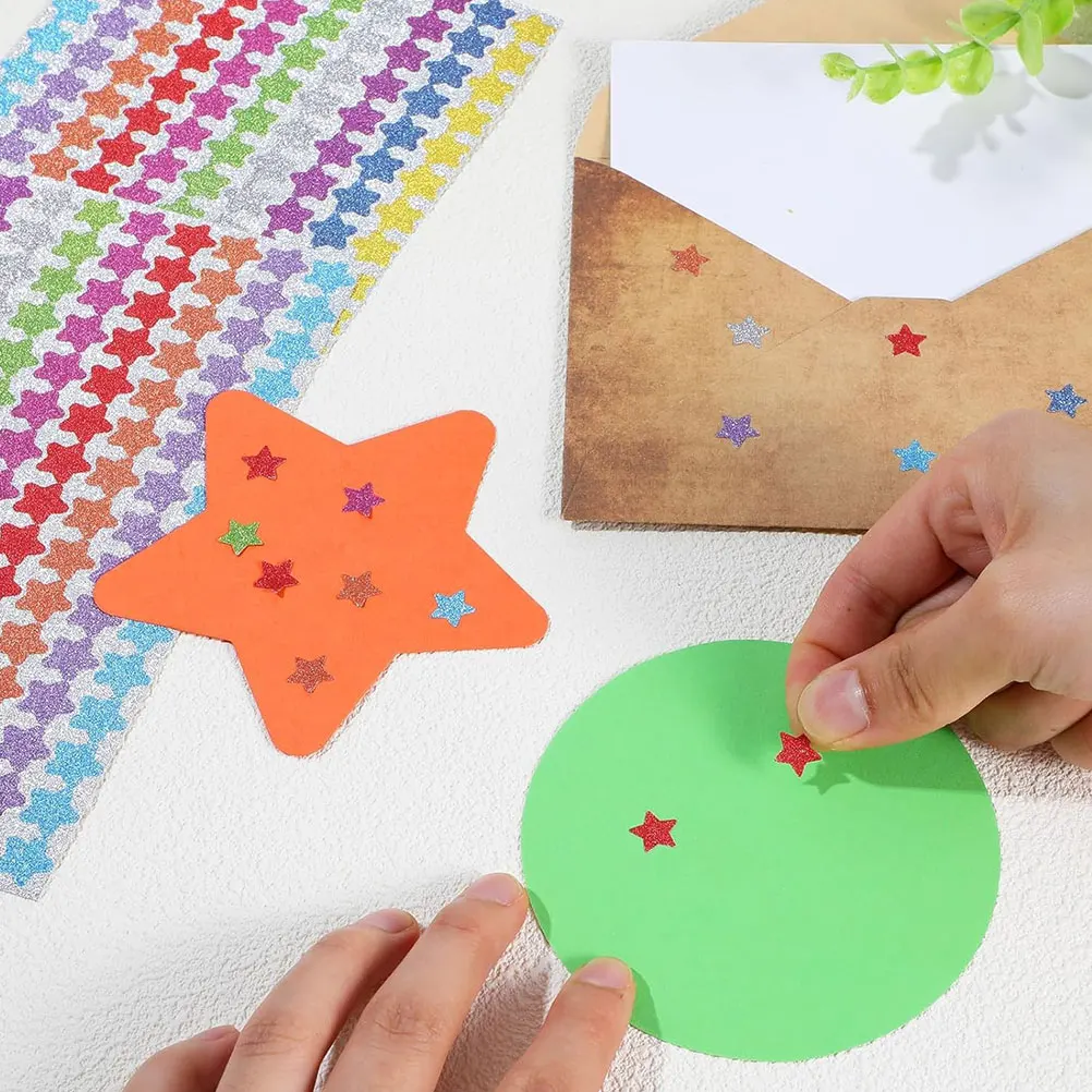 

10 Sheets Five Stickers Glitter Material Reward Charts Classroom Decor Crafts Bulk Packaging