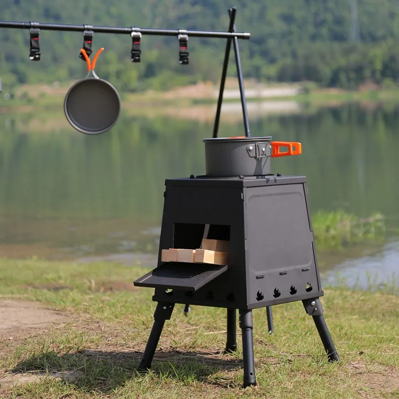 Small Size Outdoor Stove Firewood Stove Camping Portable Picnic Equipment Internet Celebrity Burning Fire Table Picnic Boiling