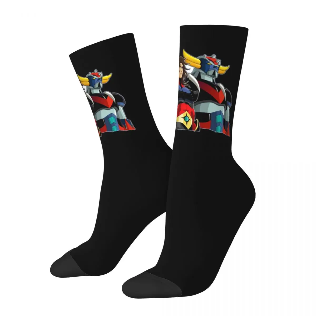 Cool Grendizer And Actarus UFO Robot Basketball Socks Goldorak Anime Polyester Middle Tube Socks for Women Men Breathable