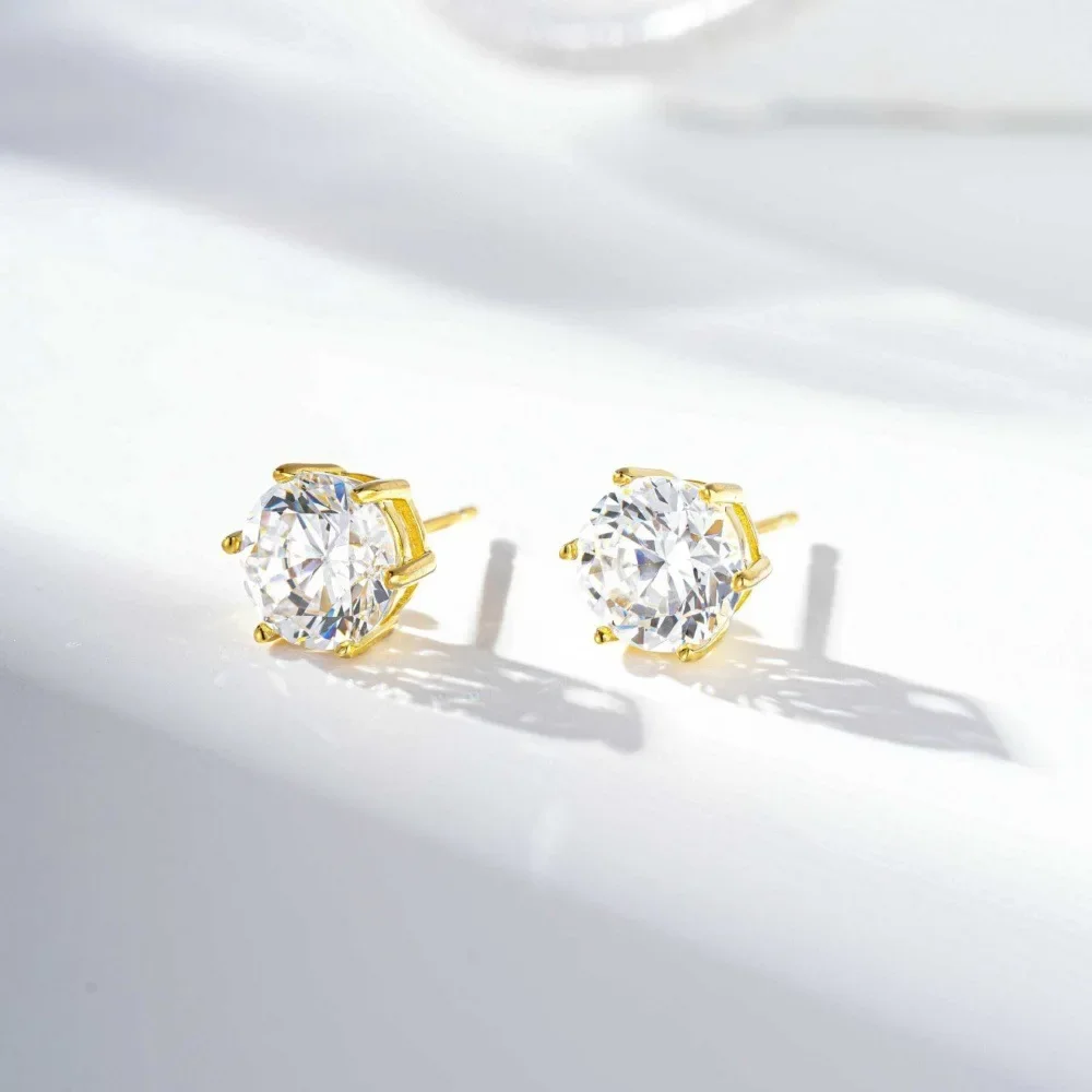 PT950 platinum six-prong stud earrings for women - classic D color sapphire earrings set