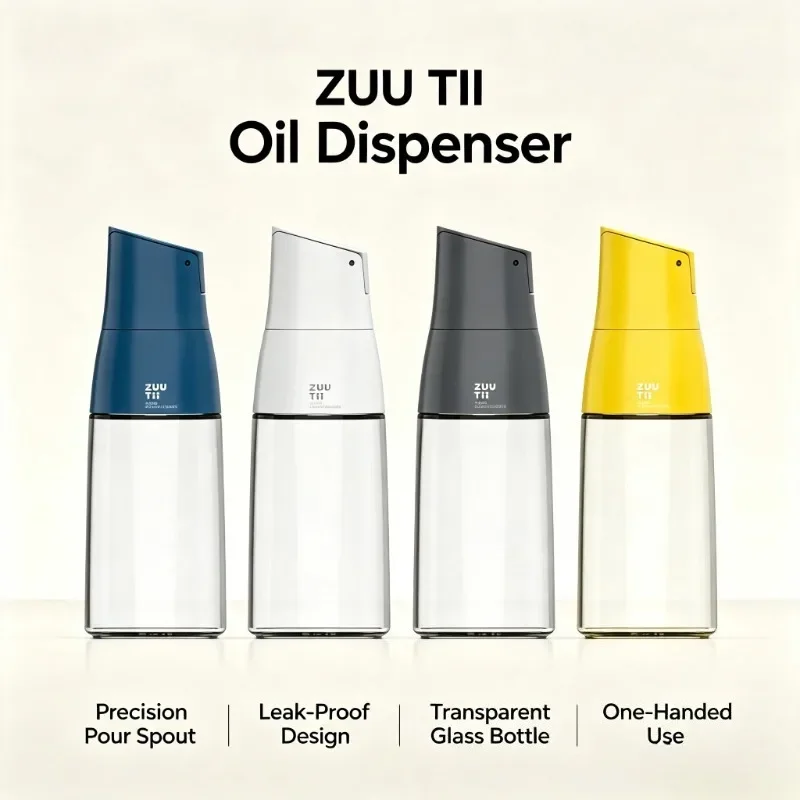 Zuutii Automatic Gravity Switch Cover Oil Can Bottle Silicone Spill-Proof Spout Non-Drip Design 500ml Capacity BBQ Tool