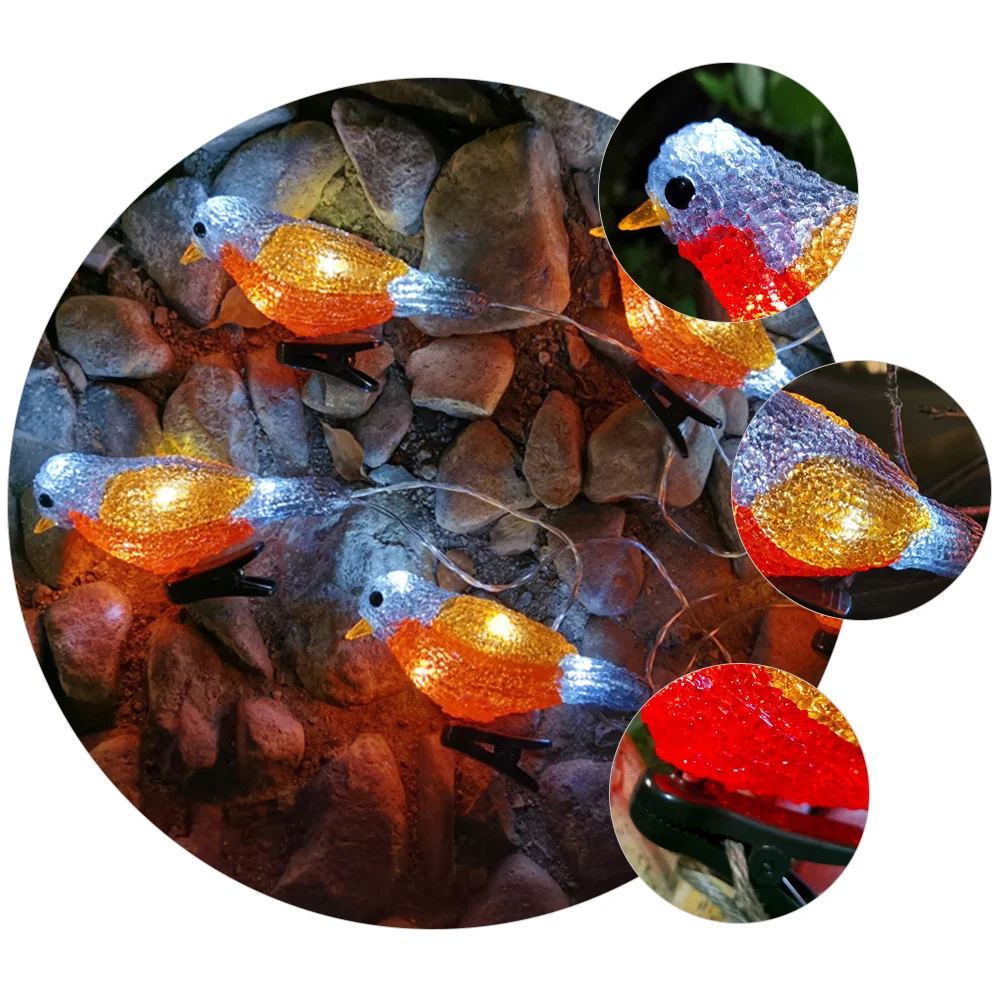 

1Pcs Acrylic Bird LED Light String Waterproof Outdoor Landscape Clip Night Garden Patio Decorative Lamp Bird Landscape Light