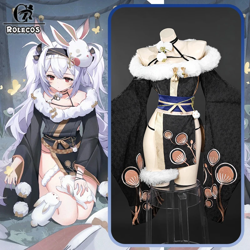 

ROLECOS Game Azur Lane HMS Laffey Cosplay Costume Women Bunny Cheongsam Sexy Elegant Halloween Party Role Play Outfits