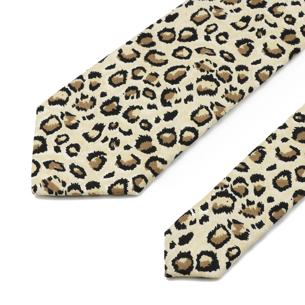 ربطة عنق قطنية كلاسيكية فنية بطبعة الفهد مقاس 7 سم للرجال والنساء، ربطة عنق رائعة، هدية لحفلات الزفاف