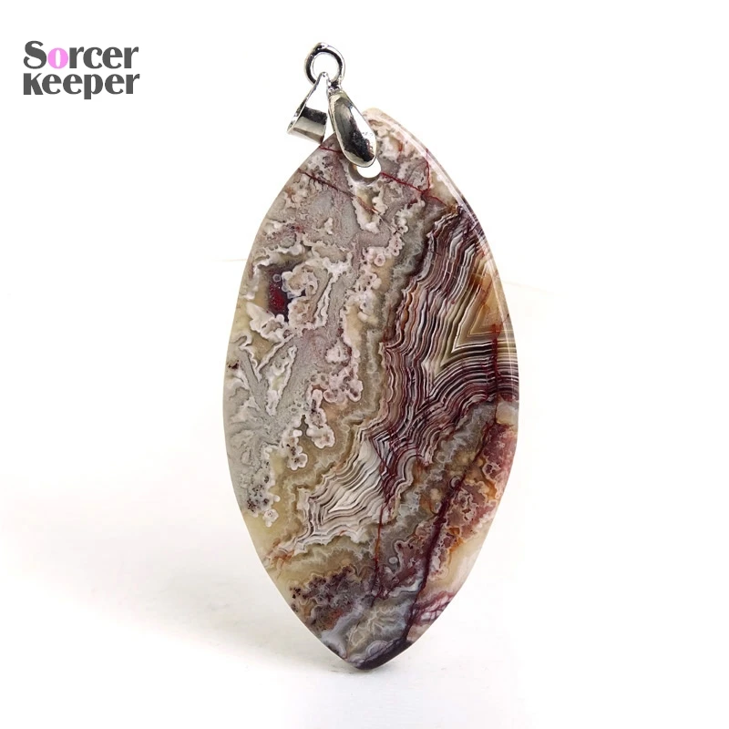 Fashion Natural Mexico Crazy Lace Agate Pendant Onyx Necklace Is Used To Make DIY Jewelry Women's Reiki Treatment Gift BK686