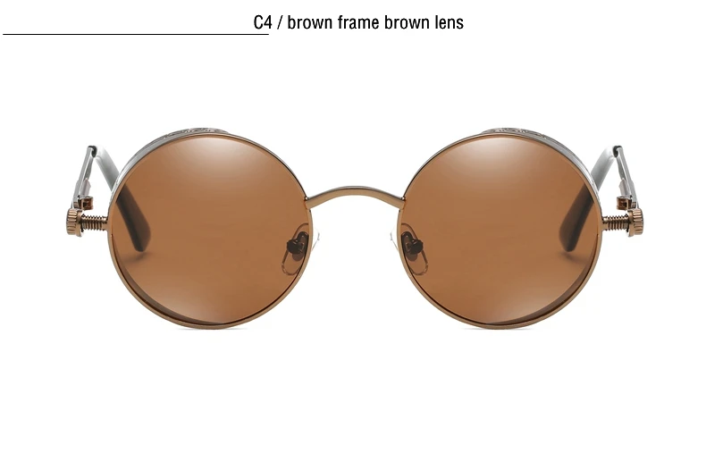 Metall Steam Punk Stil Sonnenbrille Steampunk Mode Männer Retro Runde Sonnenbrille – Detail 7