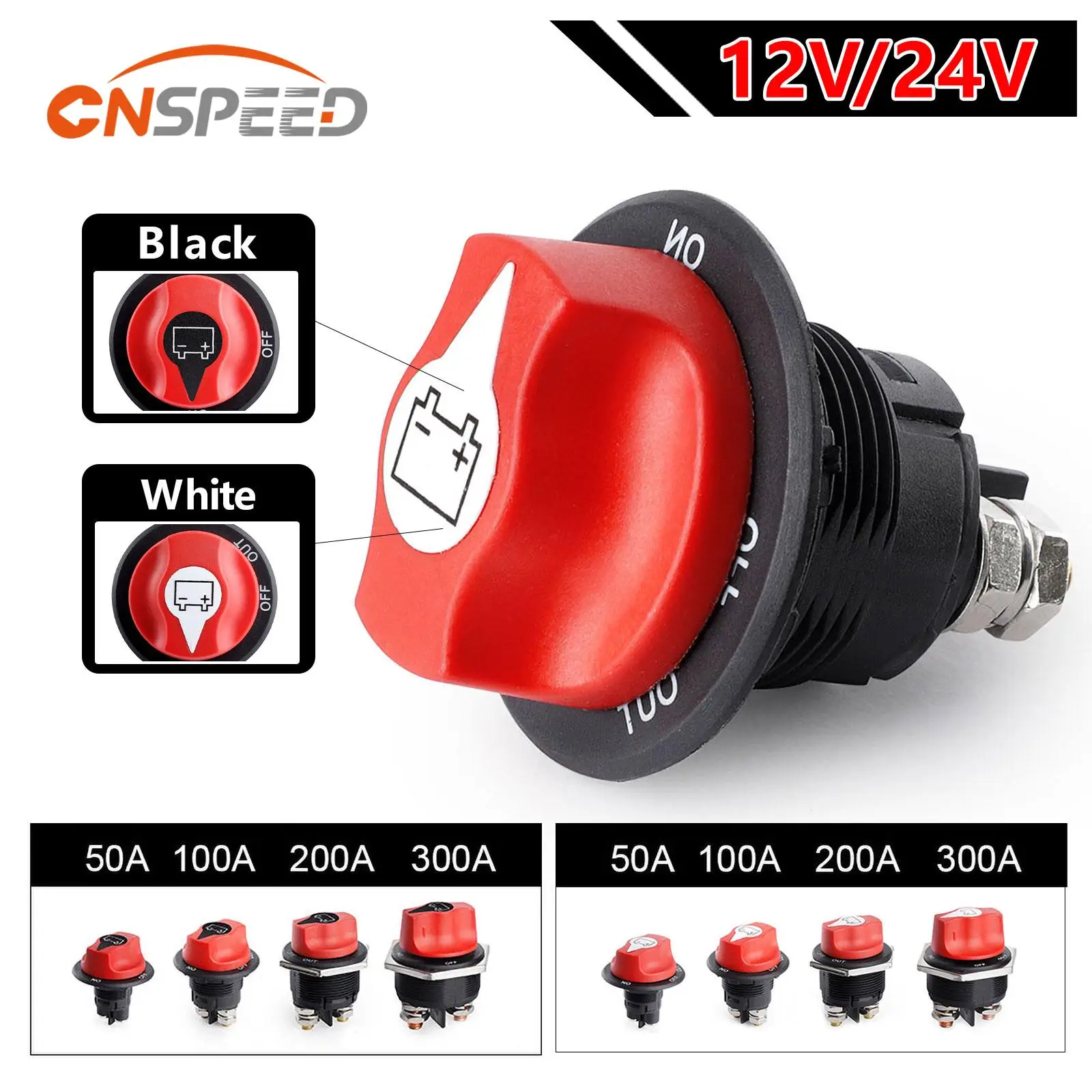 

50 100 200 300A Car Battery Race Rally Switch 12V Battery Disconnector Isolator Cut Off Switch Kit For RV Motorcycle Truck Boat