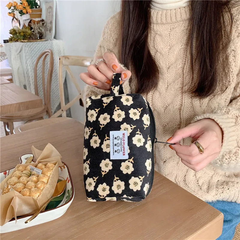 Mode Retro Blumen Druck Kosmetik Tasche Leinwand Waschen Tasche Große Kapazität Frauen Reise Kosmetik Tasche Make-Up Lagerung Taschen – Detail 34
