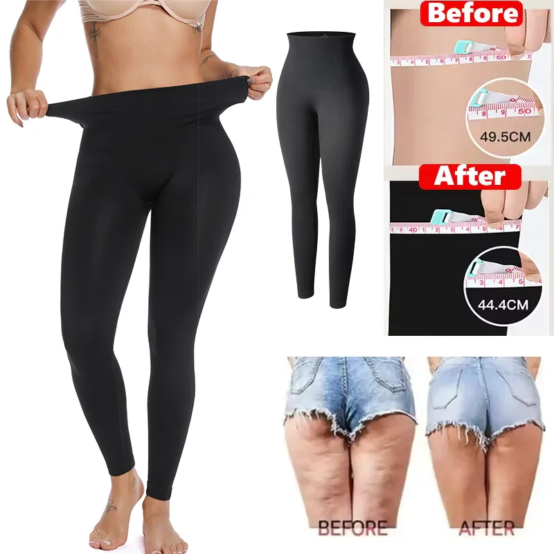 Damen High-Waist Shapewear Leggings Anti-Cellulite Hochelastische Kompressions-Leggings Bauchkontrolle Po-Lifter Höschen Oberschenkelformer Sexy Taillentrainer Unterhose