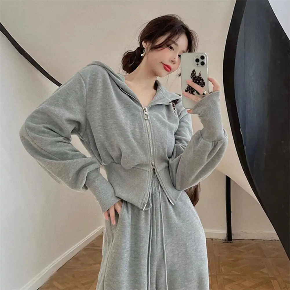 Tracksuit Women Zipper Long Sleeve Hooded Coats Thermal Casual Elastic Waist Sports Jogger Pants Tracksuit Female chandals mujer