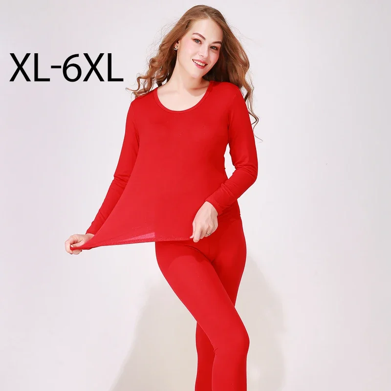 

New Winter Thermal Underwear Women Modal & Plus Velvet Long John Women Set Thick Second Thermal Female Skin Fleece Two Piece Set