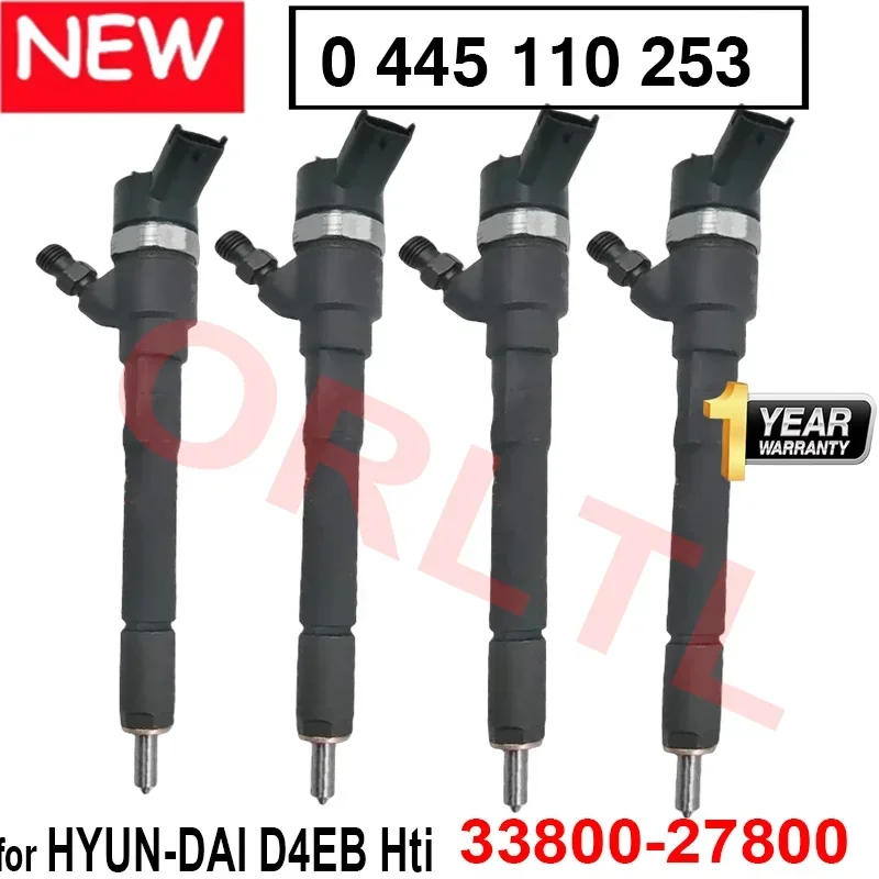 4PCS 0 445 110 253 0445110253 33800-27800 For HYUNDAID 3380027800 PSA GROUP 1980 EA 1980K2 86565889 Common Rail Diesel Injector