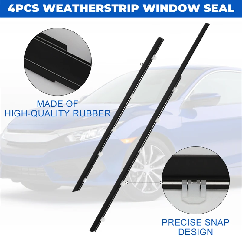 Car Window Weatherstrip For Honda Civic 2006 - 2019 Windows Glasses Seals Decoration Rubber Trim Sealing Strips Car Accessories