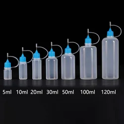 5ml 10ml 20ml 30ml 100ml 120ml PE Plastic Squeezable Tip Applicator Bottle Refillable Dropper with Needle Tip Caps Oil Bottles