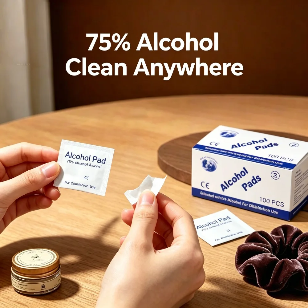 Tragbarer Alkohol-Wischtuch für den Heimgebrauch, Einzelpackung; Schnelle Desinfektion von Bakterien an Wunden und Gegenständen; 75% hochkonzentrierter Alkohol