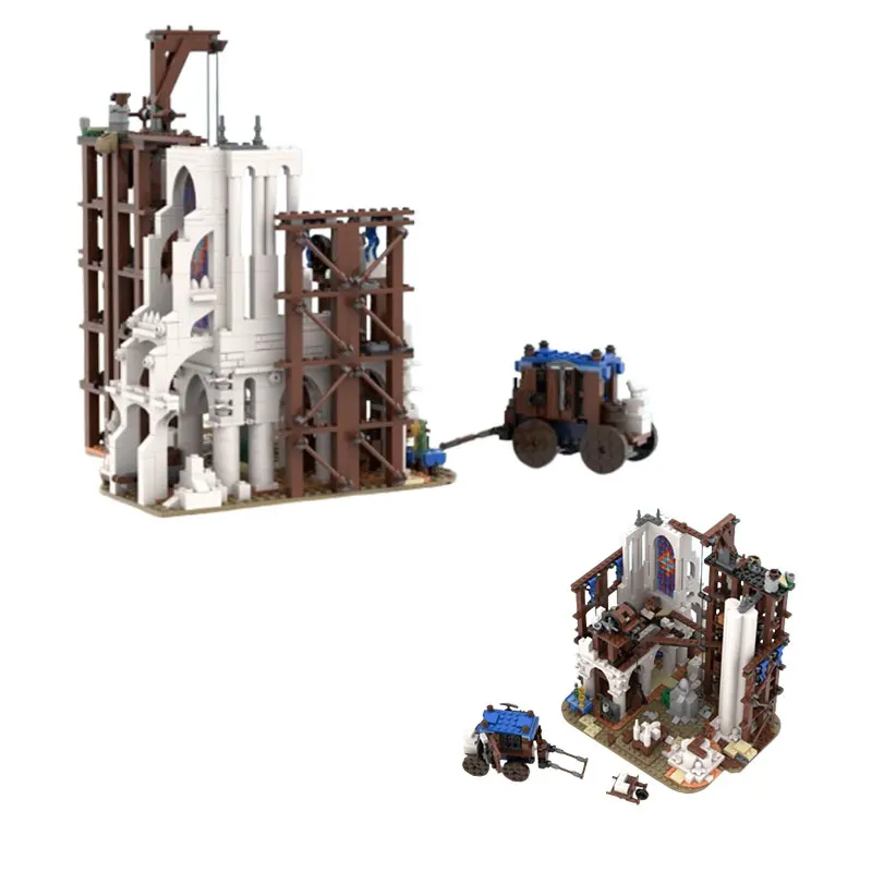 

Spot MOC-164544 1569pcs small particle assembly building blocks medieval city building model toy gift ornaments