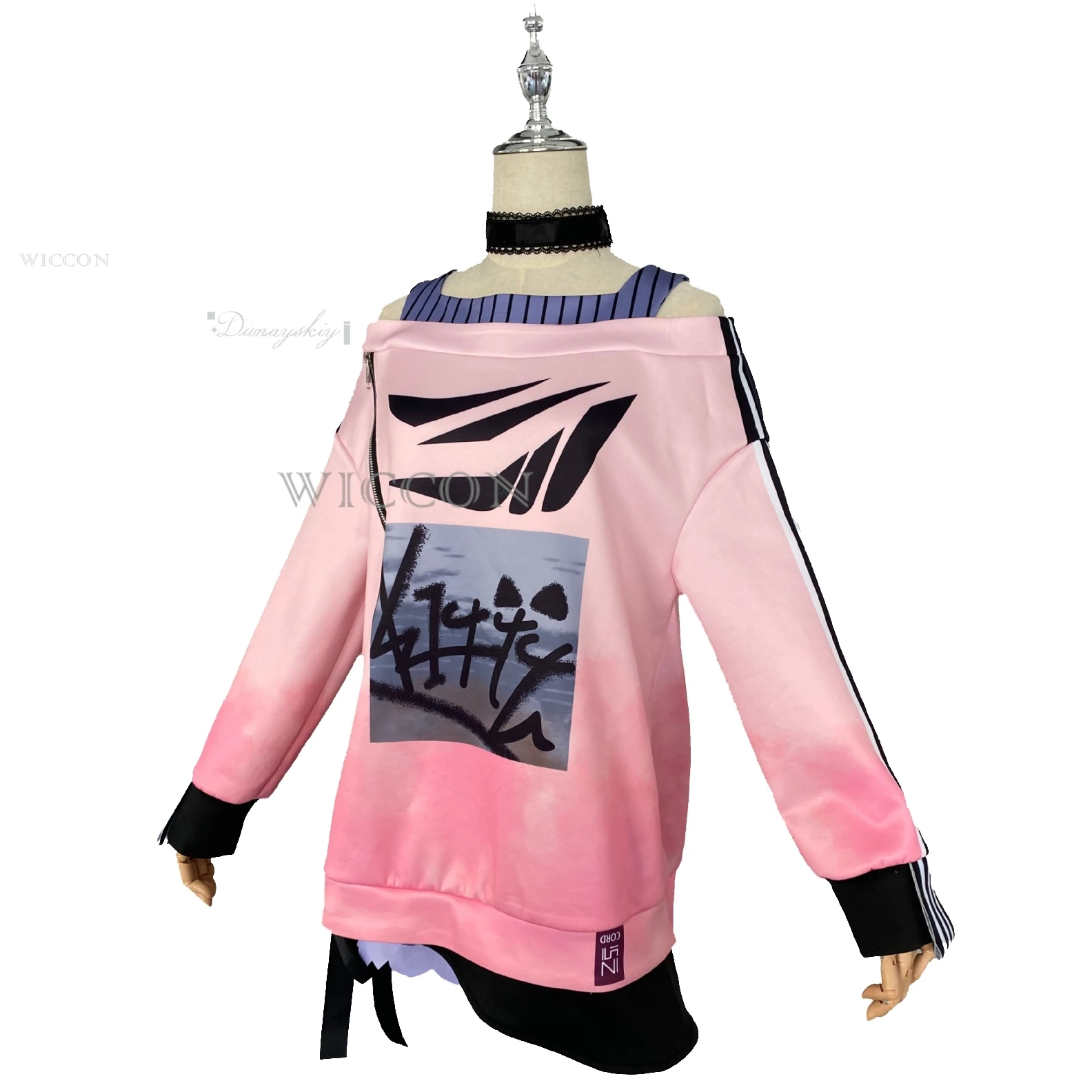 PJSK Akiyama Mizuki الزي اليومي تأثيري خارج الكتف أعلى الوردي شعر مستعار هالوين دور اللعب كوميك كون