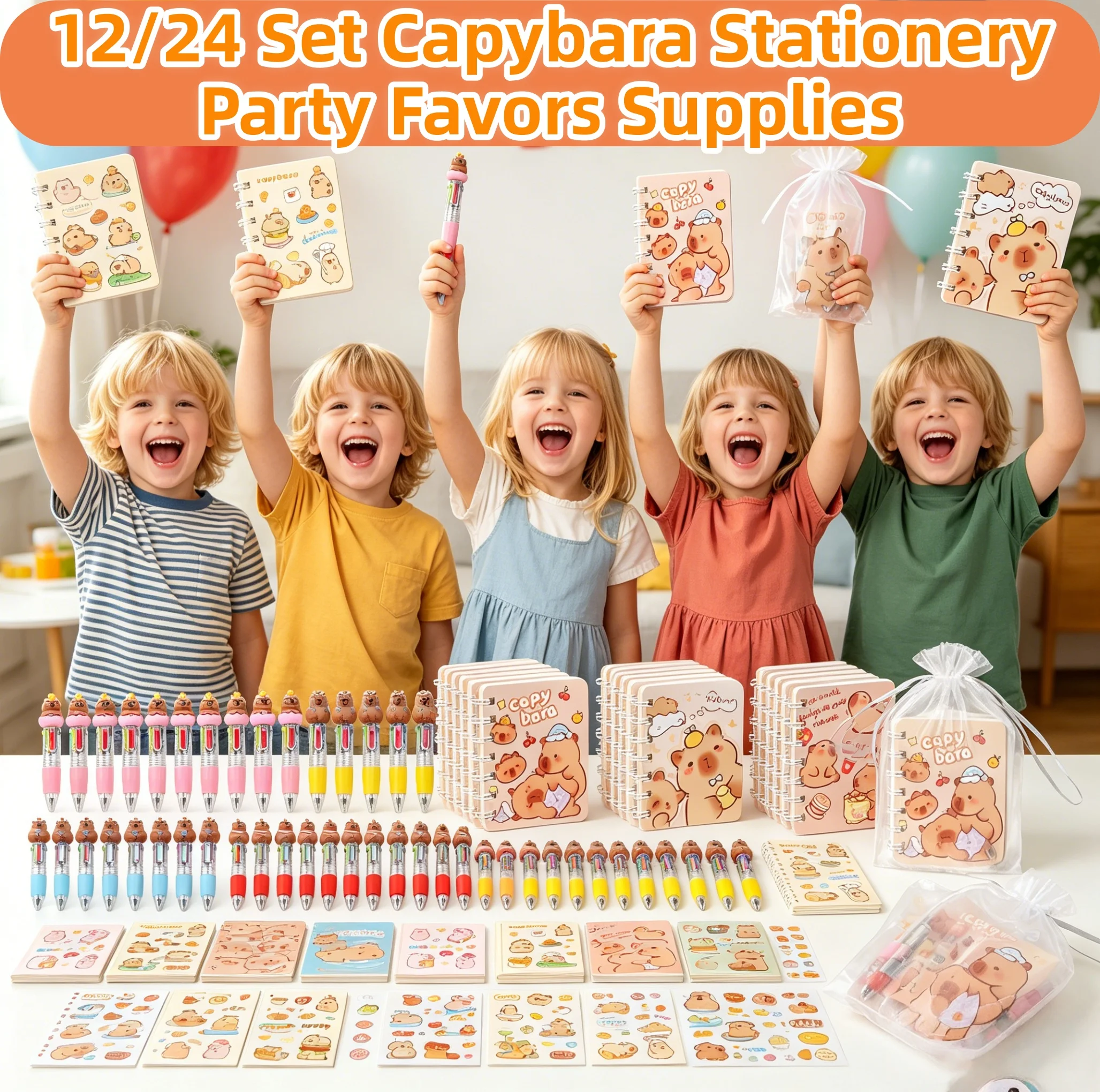 Cute Capybara Stationery Party Favors Supplies, Stationery Set Back to School Gifts, Capybara Themed Birthday Gifts, Goodie Bag