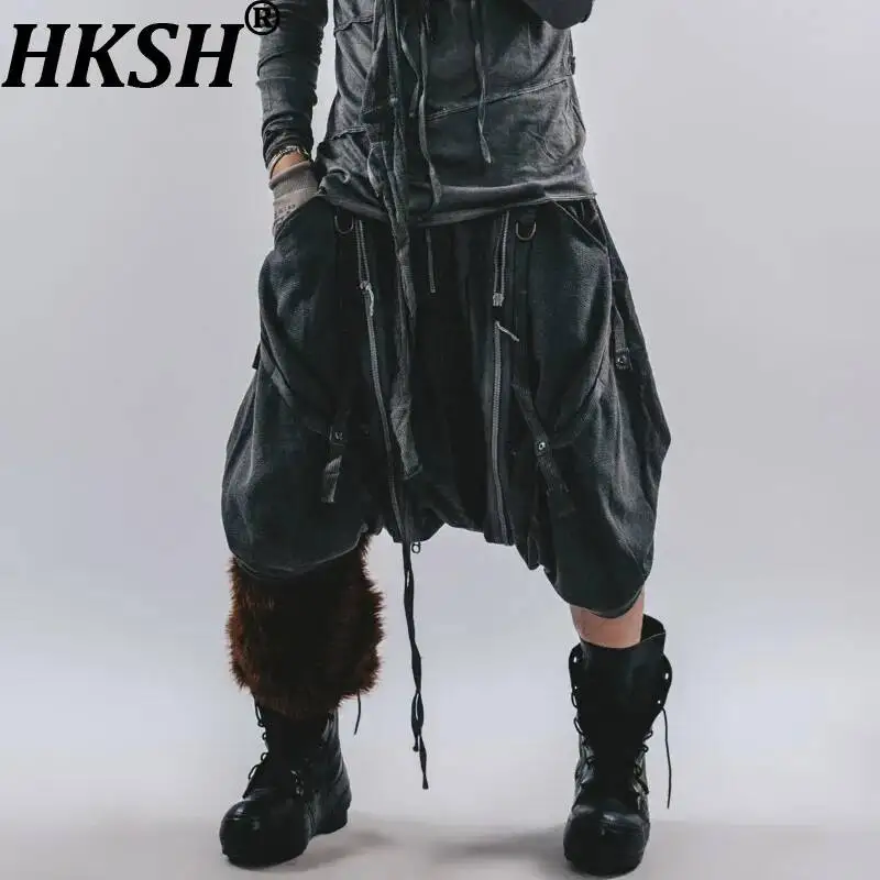 HKSH Spring Summer New Men Tide Chic Ins Punk Deconstructed Design Capris Waste Land Style Shorts Loose Crotch Pants Y2K HK24576