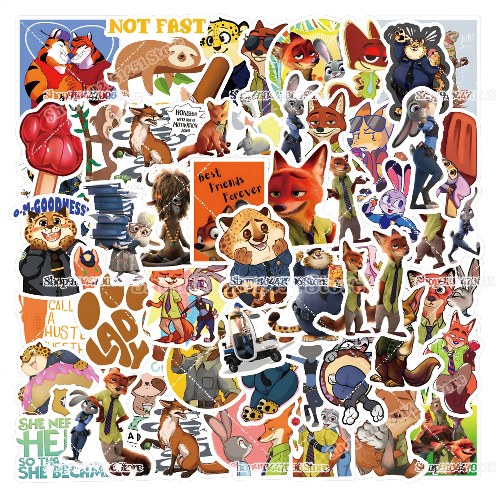 60 قطعة ملصقات كرتونية Zootopia صعود غير الماماليين ملصقات لطيفة أنيمي جودي نيك ألعاب ثابتة للأطفال مستلزمات مدرسية أكواب ديكور #1